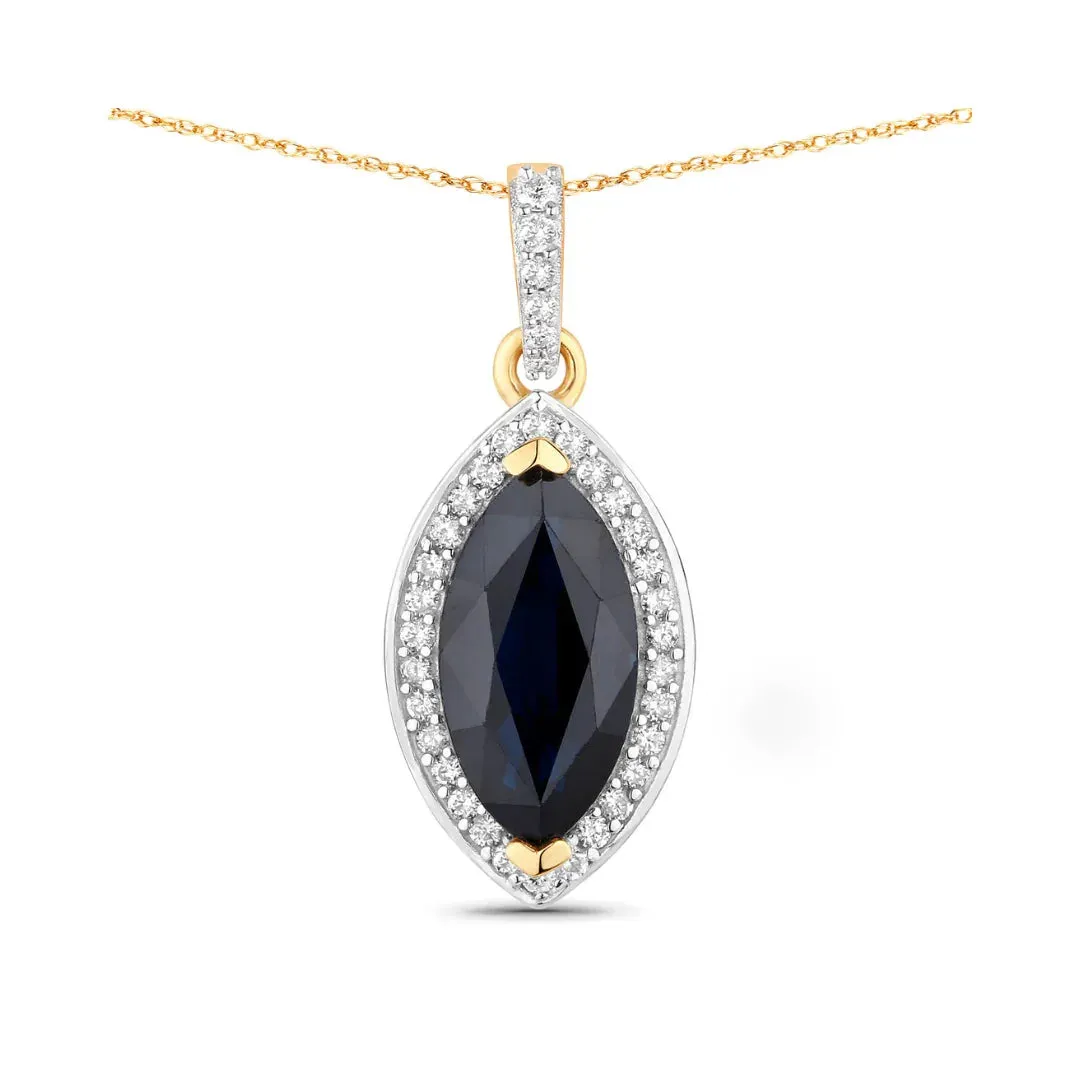 Genuine 10K Blue Sapphire and Diamond Marquise Pendant sold by Zulily product image thumbnail 5