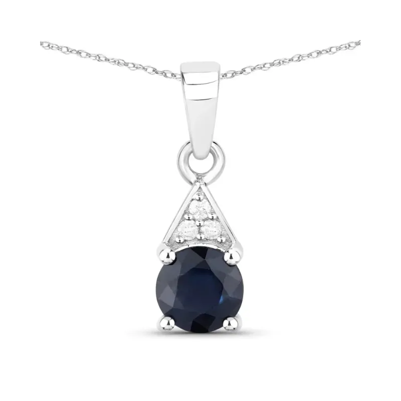 Genuine 10K Blue Sapphire and Diamond Solitaire Pendant made by Zulily