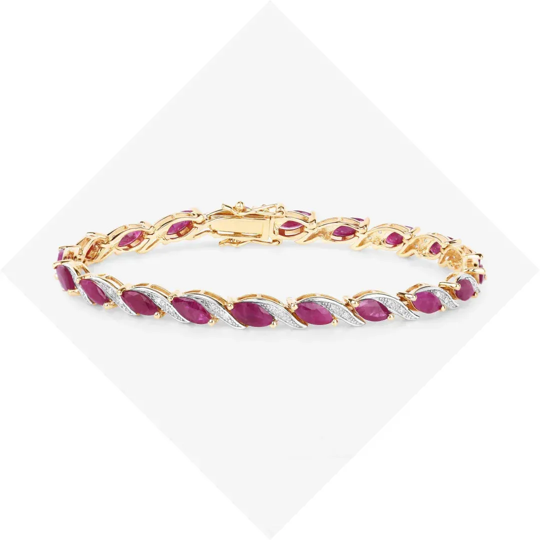 7.60 Ct Marquise Pink Ruby Diamond Prong 10k Gold Tennis Bracelet sold by Zulily product image thumbnail 5