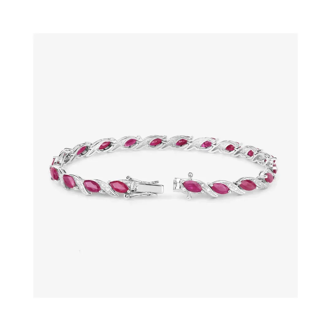 7.60 Ct Marquise Pink Ruby Diamond Prong 10k Gold Tennis Bracelet sold by Zulily product image thumbnail 2