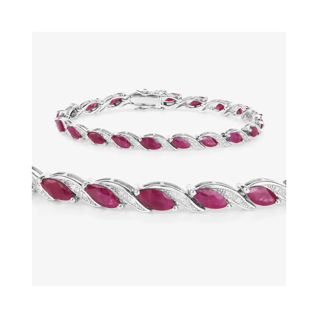 7.60 Ct Marquise Pink Ruby Diamond Prong 10k Gold Tennis Bracelet sold by Zulily product image thumbnail 3