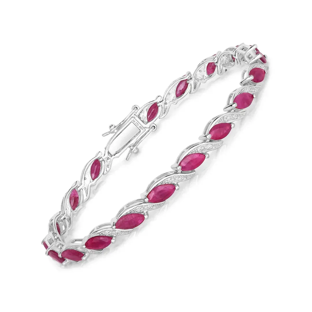 7.60 Ct Marquise Pink Ruby Diamond Prong 10k Gold Tennis Bracelet sold by Zulily product image thumbnail 4