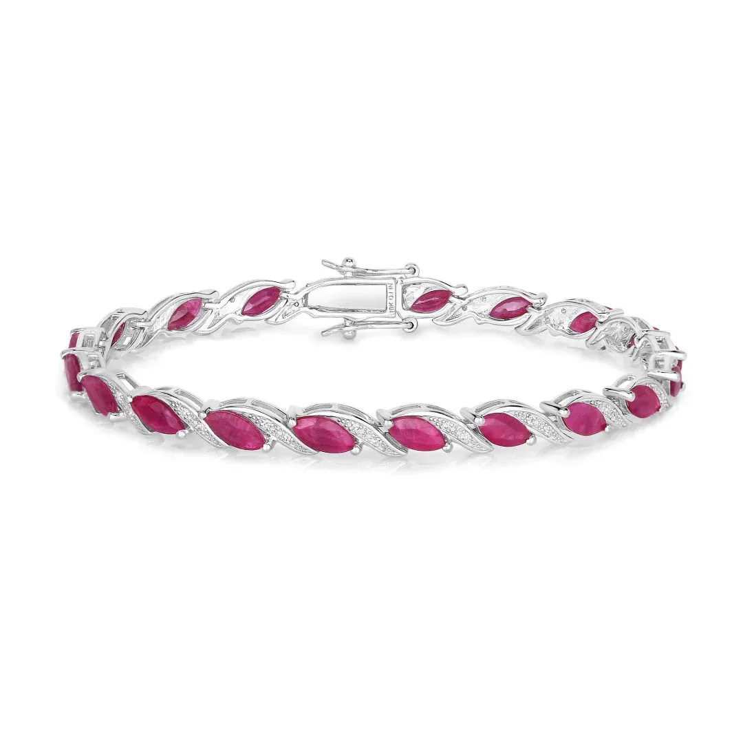 7.60 Ct Marquise Pink Ruby Diamond Prong 10k Gold Tennis Bracelet sold by Zulily