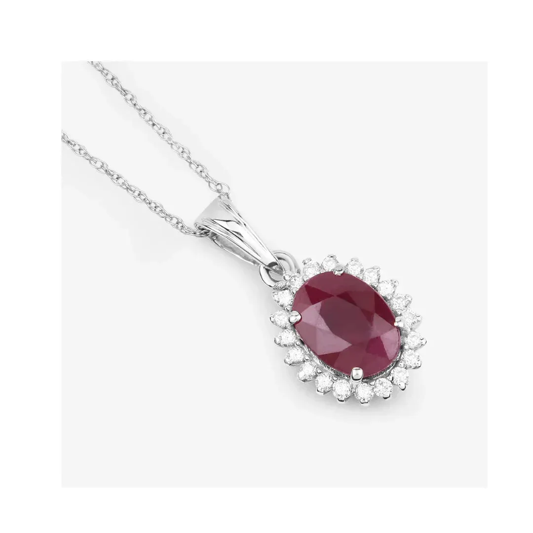 Genuine 10K Ruby and White Diamond Halo Pendant sold by Zulily product image thumbnail 2
