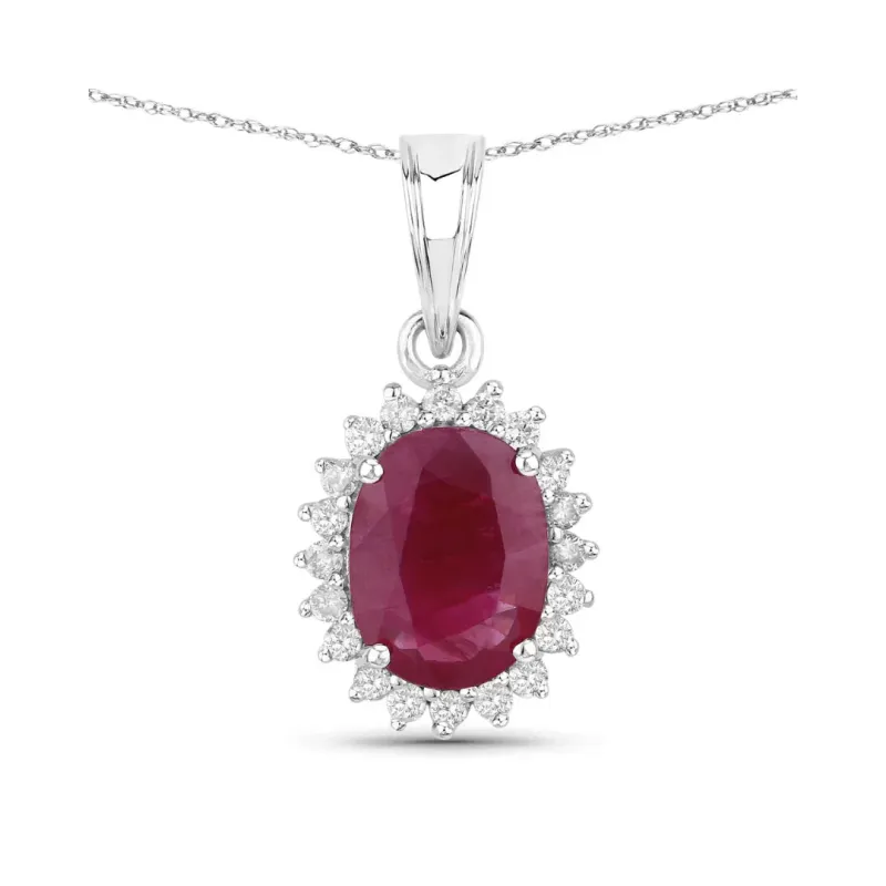 Genuine 10K Ruby and White Diamond Halo Pendant made by Zulily