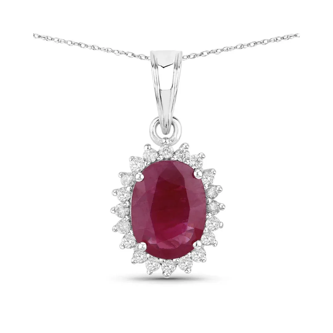 Genuine 10K Ruby and White Diamond Halo Pendant sold by Zulily