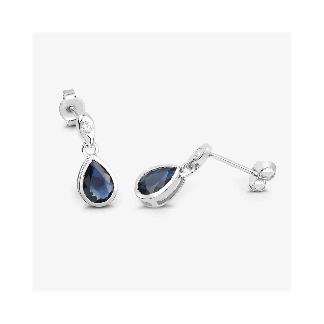 1.60 Ct Pear Blue Sapphire & Diamond Bezel 10K Gold Dangle Earrings sold by Zulily product image thumbnail 3