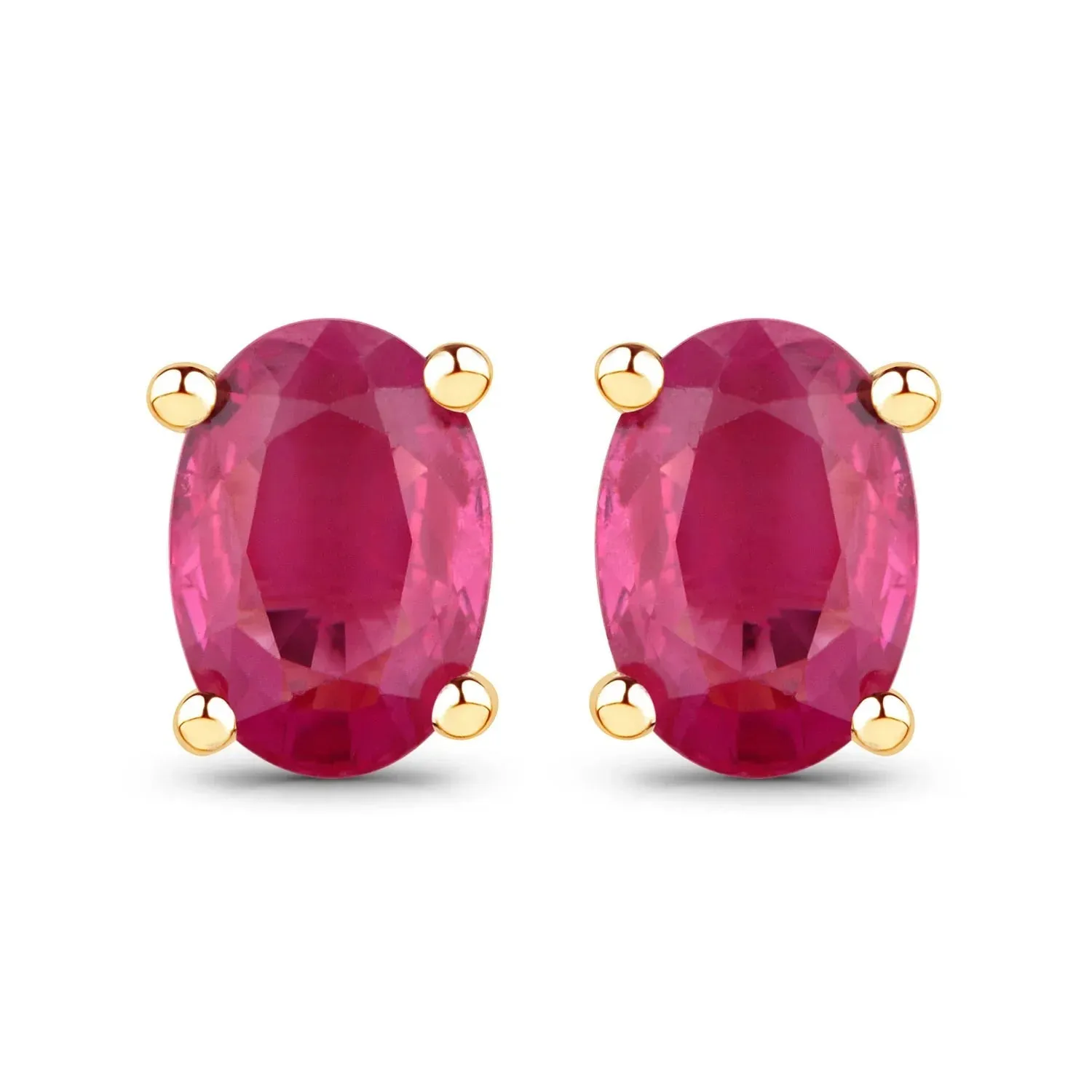 1.04 Ct Oval Pink Ruby Prong 10K Gold Stud Earrings sold by Zulily product image thumbnail 2