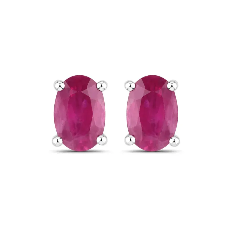 1.04 Ct Oval Pink Ruby Prong 10K Gold Stud Earrings made by Zulily