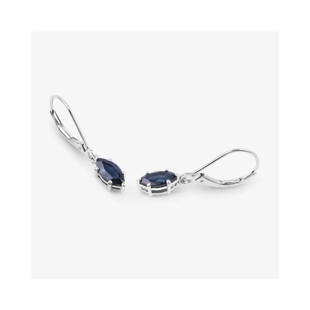 1.20 Ct Marquise Blue Sapphire Prong 10K Gold Dangle Earrings sold by Zulily product image thumbnail 3