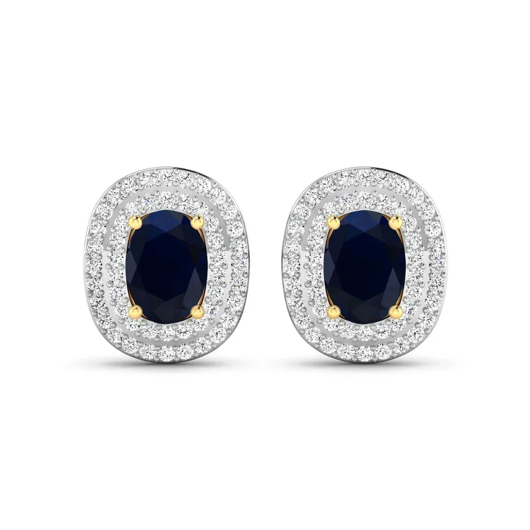 Genuine White Diamond and Blue Sapphire Studs sold by Zulily product image thumbnail 4