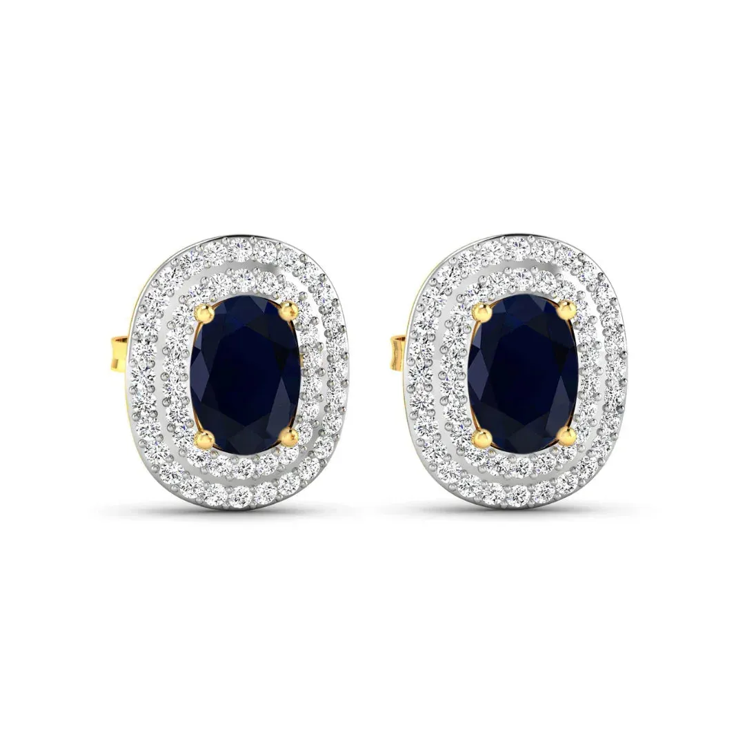 Genuine White Diamond and Blue Sapphire Studs sold by Zulily product image thumbnail 5