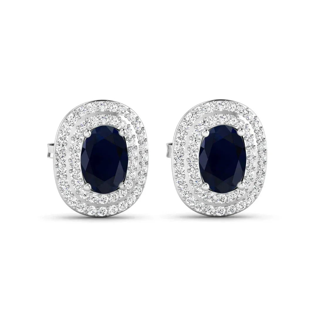Genuine White Diamond and Blue Sapphire Studs sold by Zulily product image thumbnail 2
