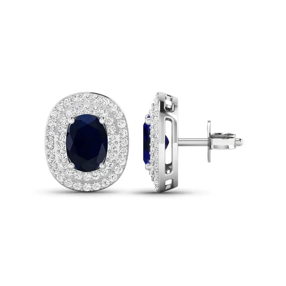 Genuine White Diamond and Blue Sapphire Studs sold by Zulily product image thumbnail 3