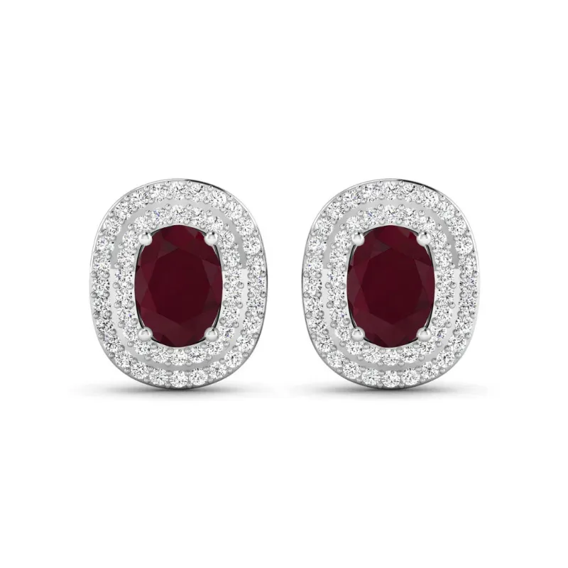 Genuine White Diamond and Ruby Studs made by Zulily