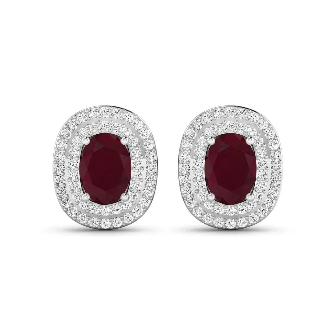Genuine White Diamond and Ruby Studs sold by Zulily