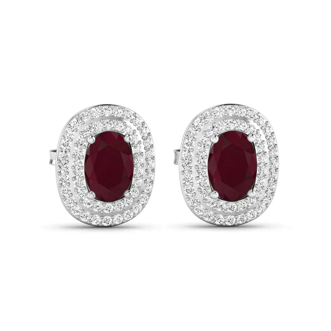 Genuine White Diamond and Ruby Studs sold by Zulily product image thumbnail 2