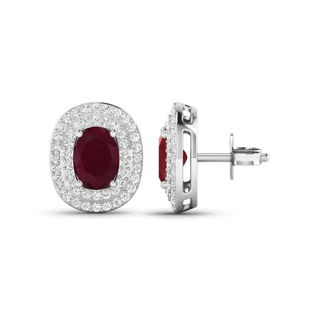 Genuine White Diamond and Ruby Studs sold by Zulily product image thumbnail 3