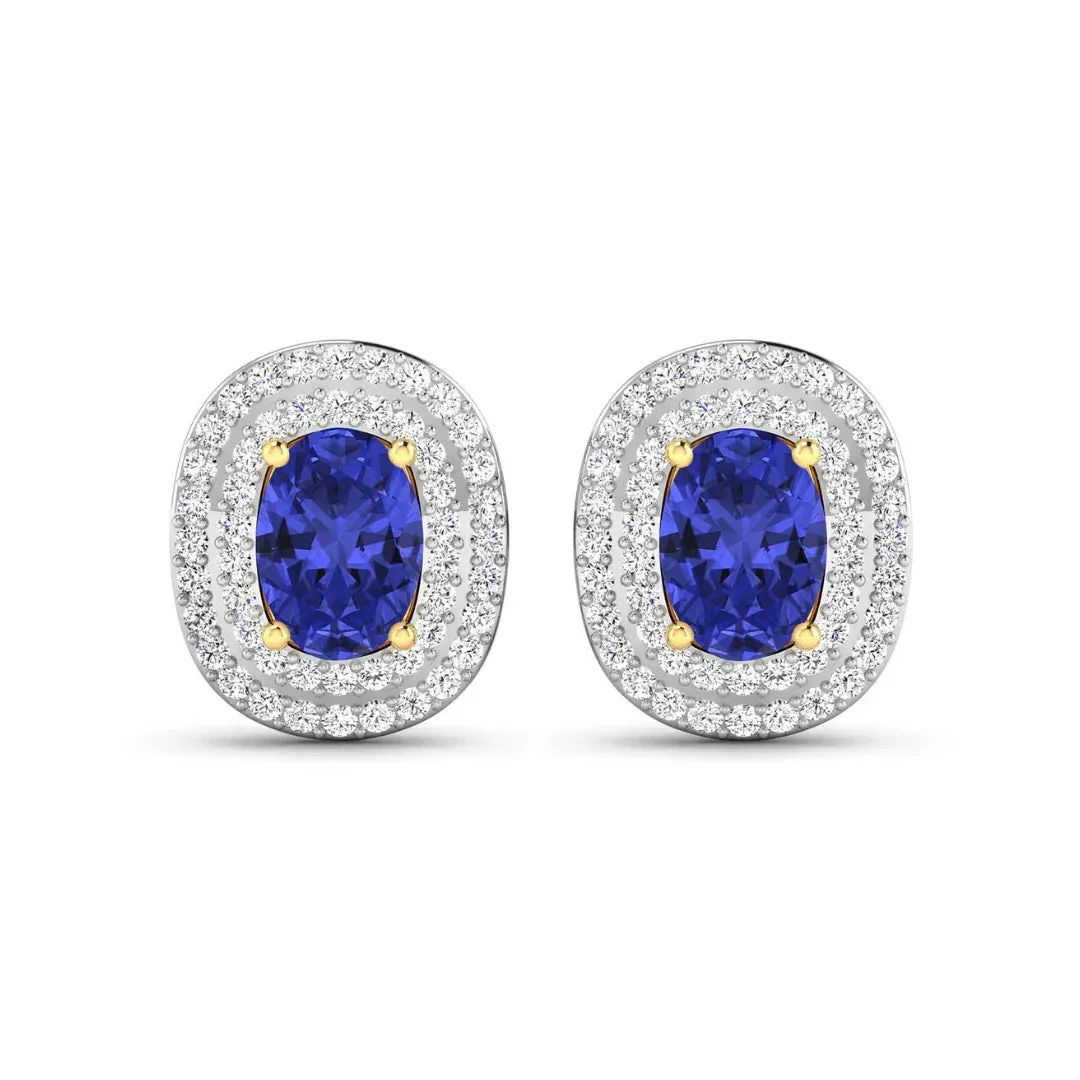 Genuine Diamond Tanzanite Halo Studs sold by Zulily product image thumbnail 4