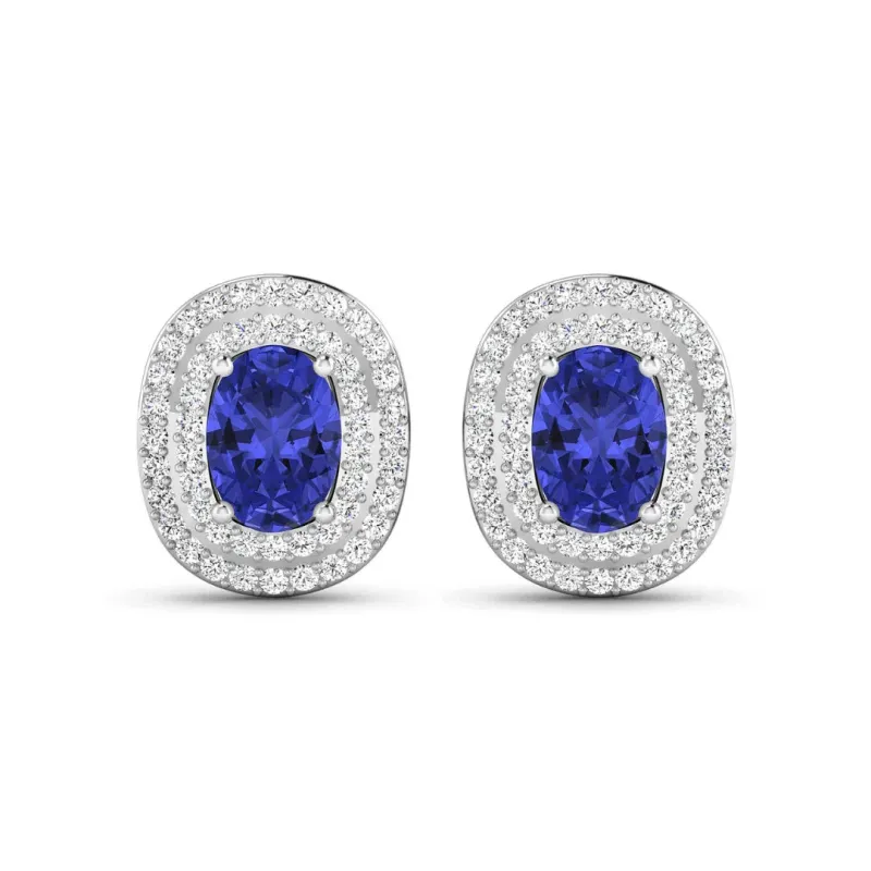 Genuine Diamond Tanzanite Halo Studs made by Zulily