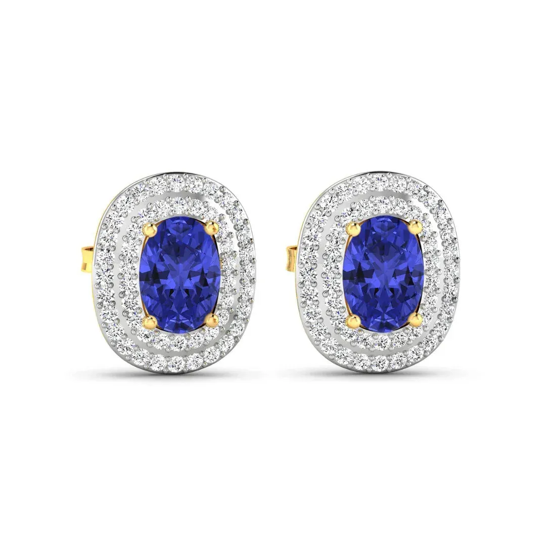 Genuine Diamond Tanzanite Halo Studs sold by Zulily product image thumbnail 5