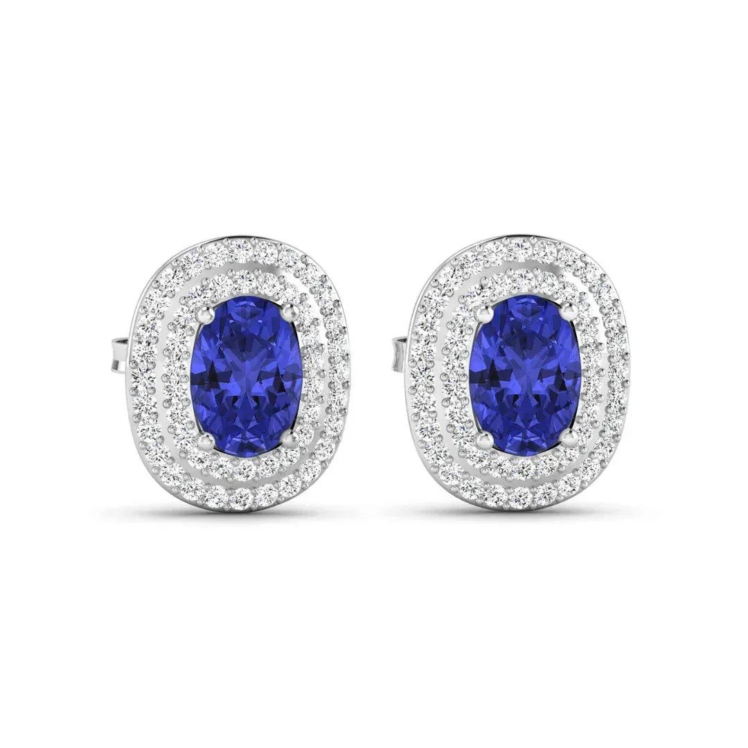 Genuine Diamond Tanzanite Halo Studs sold by Zulily product image thumbnail 2