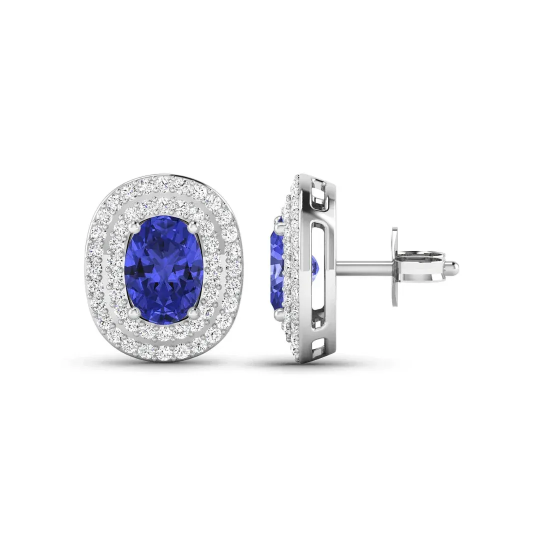 Genuine Diamond Tanzanite Halo Studs sold by Zulily product image thumbnail 3