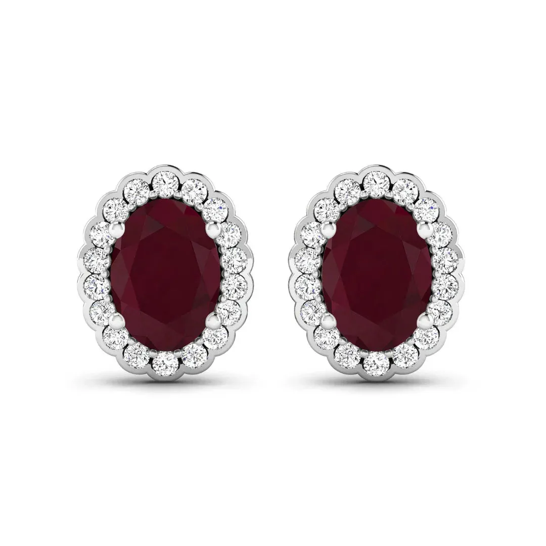 1.90 Ct Oval Pink Ruby & Diamond Prong 14K Gold Halo Stud Earrings sold by Zulily