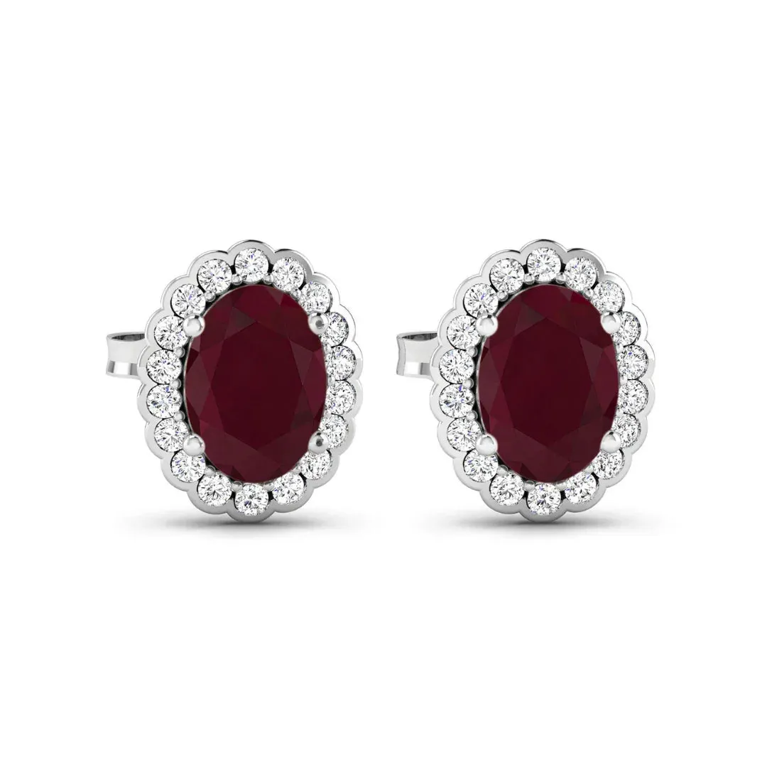 1.90 Ct Oval Pink Ruby & Diamond Prong 14K Gold Halo Stud Earrings sold by Zulily product image thumbnail 2