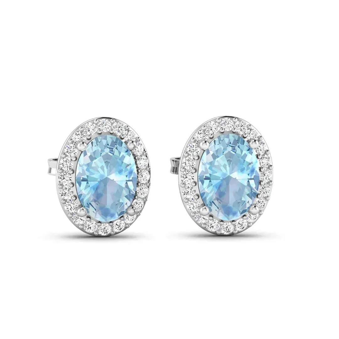 Genuine Diamond Aquamarine Studs Earrings sold by Zulily product image thumbnail 2