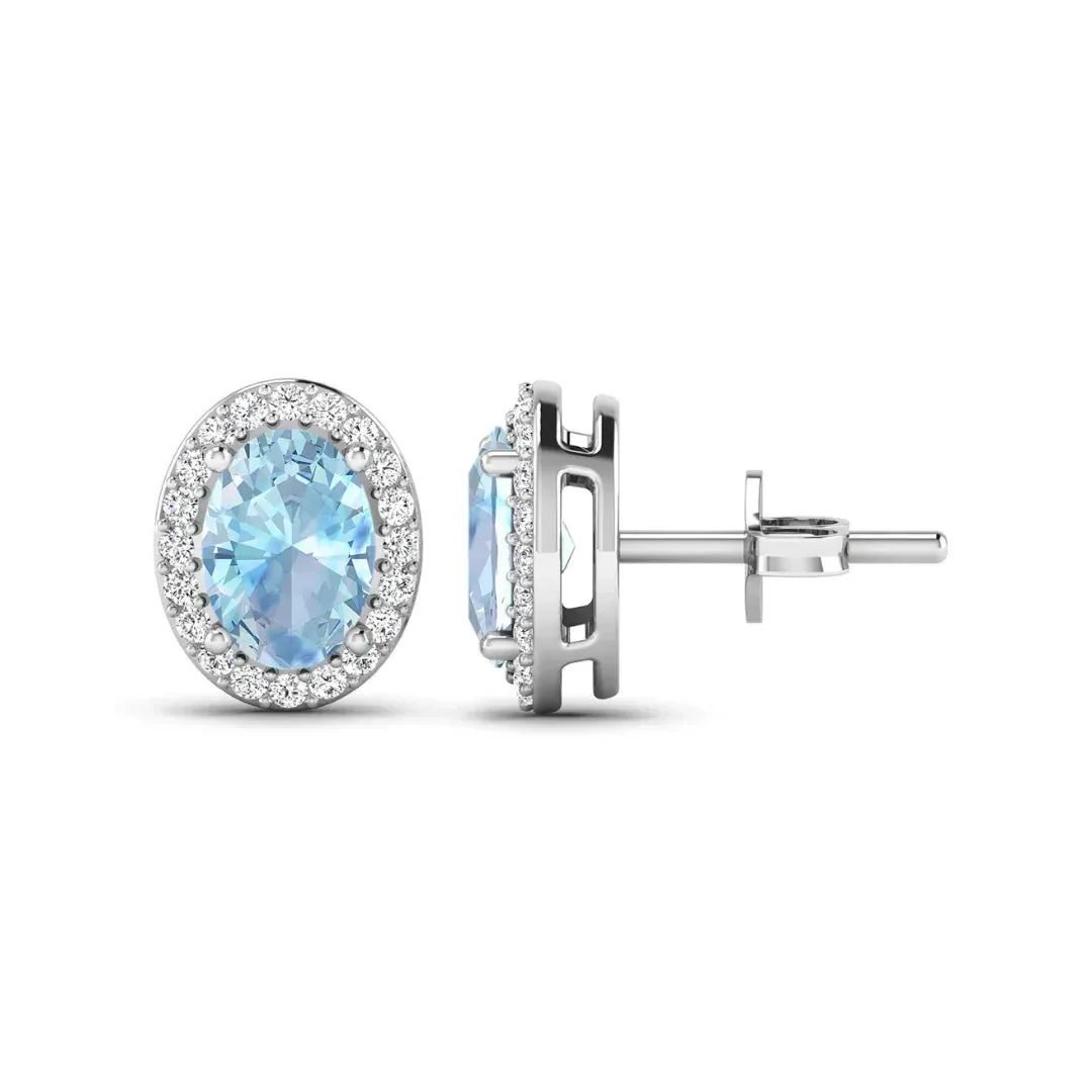 Genuine Diamond Aquamarine Studs Earrings sold by Zulily product image thumbnail 3