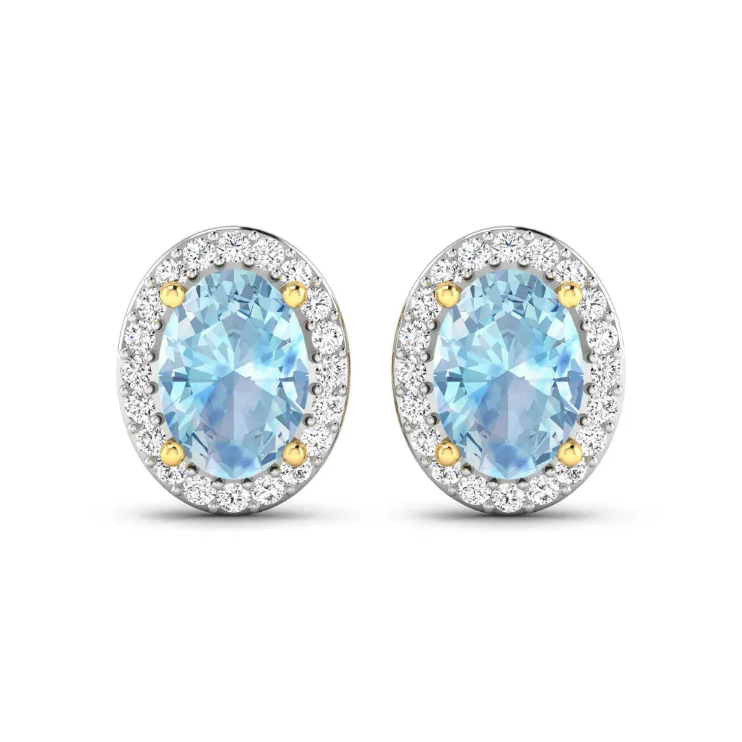 Genuine Diamond Aquamarine Studs Earrings sold by Zulily product image thumbnail 4