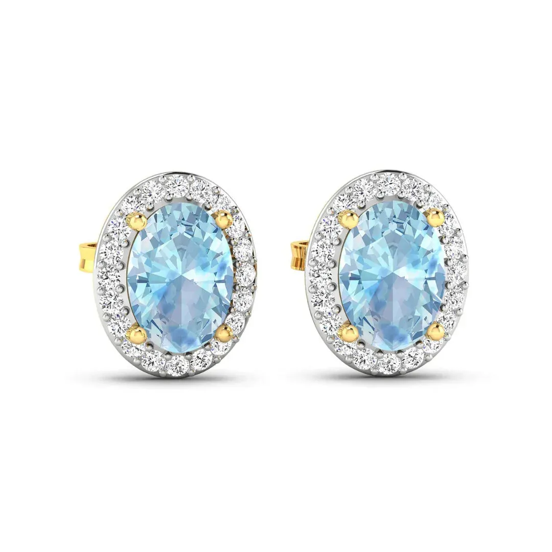 Genuine Diamond Aquamarine Studs Earrings sold by Zulily product image thumbnail 5