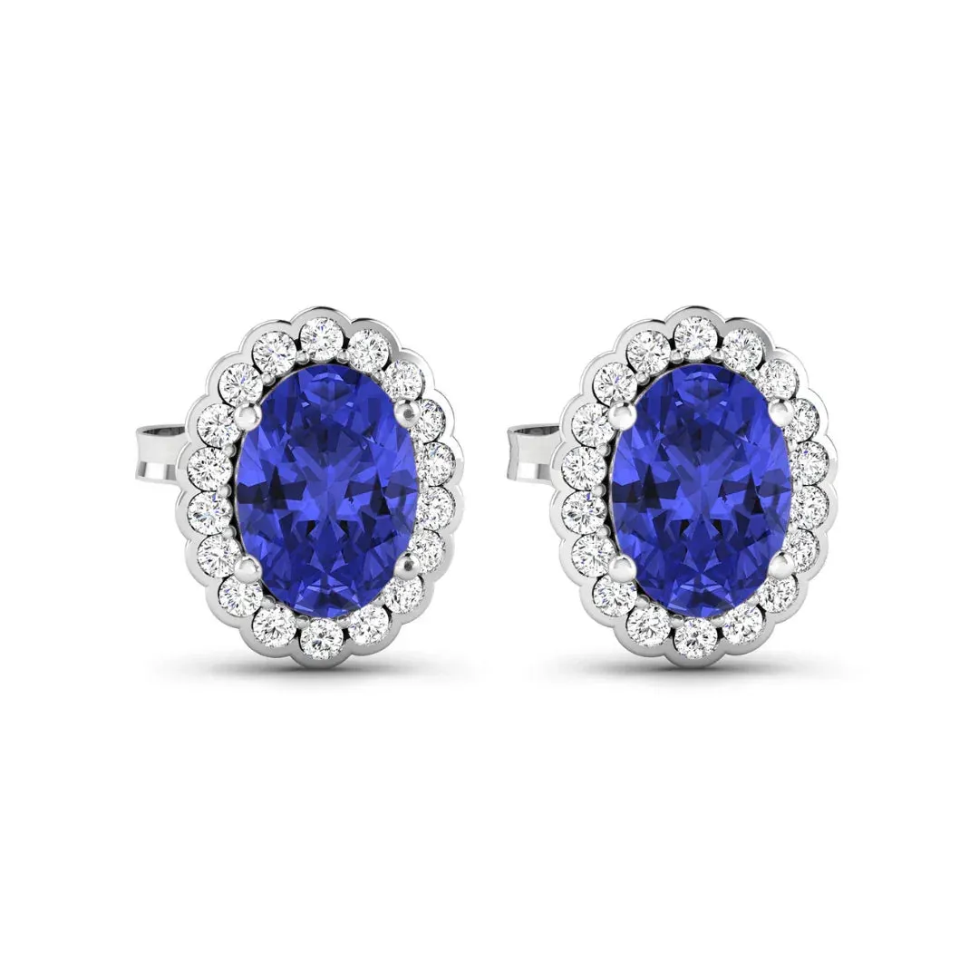 1.50 Ct Oval Violet Tanzanite & Diamond Prong 14K Gold Halo Stud Earrings sold by Zulily product image thumbnail 2