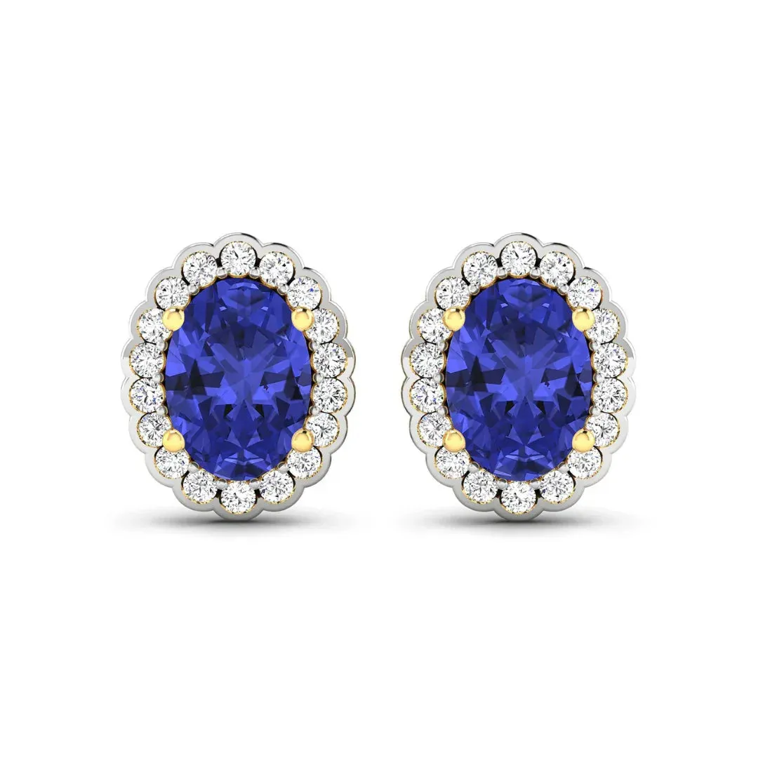 1.50 Ct Oval Violet Tanzanite & Diamond Prong 14K Gold Halo Stud Earrings sold by Zulily product image thumbnail 4