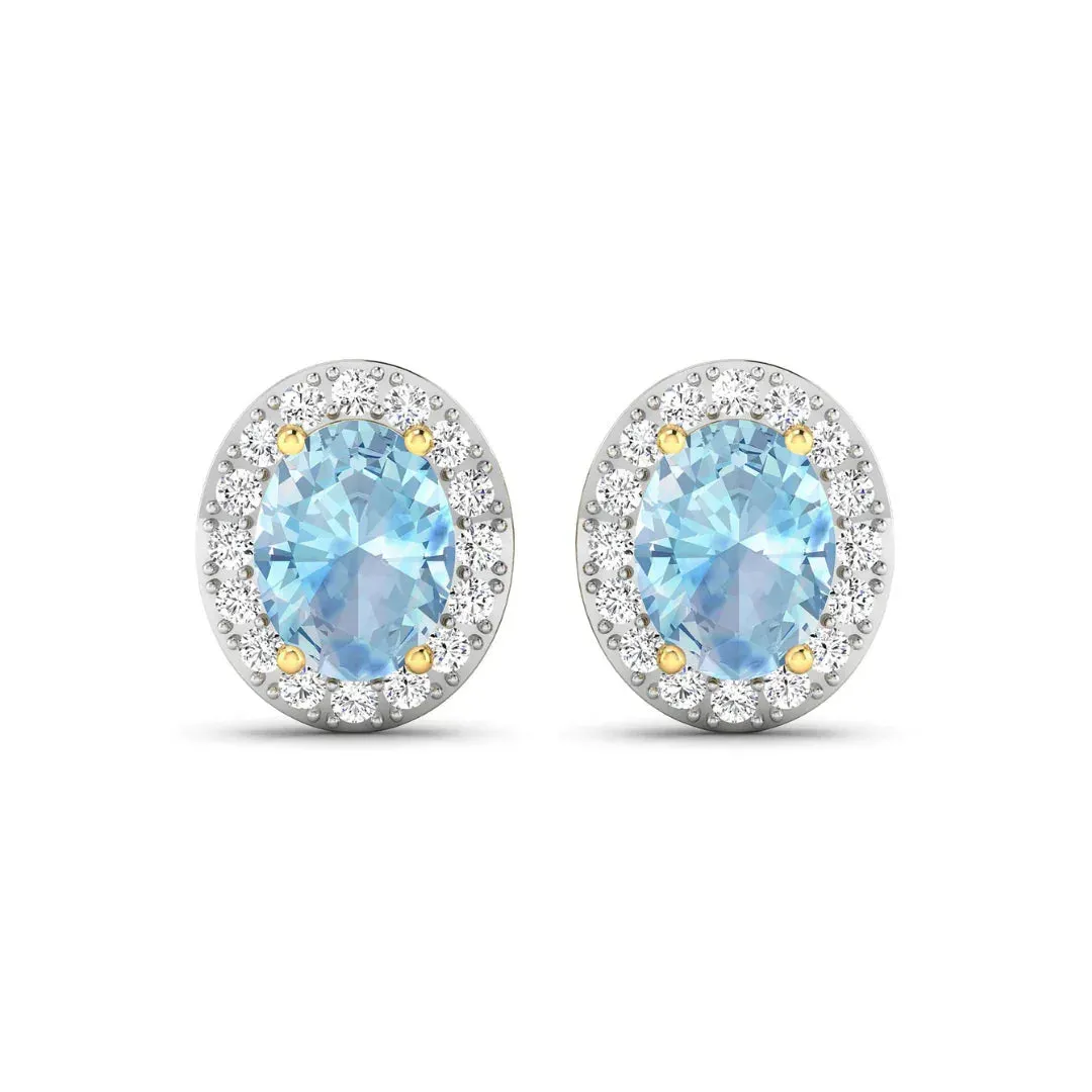 Genuine Aquamarine and Diamond Studs Earrings sold by Zulily product image thumbnail 4