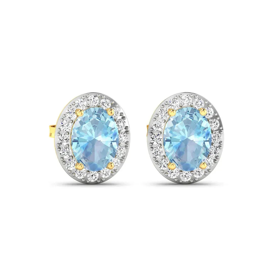 Genuine Aquamarine and Diamond Studs Earrings sold by Zulily product image thumbnail 5