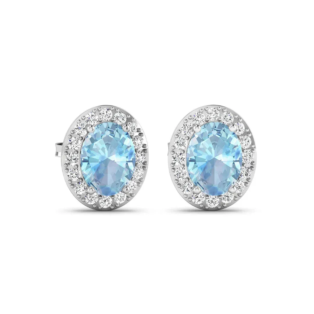 Genuine Aquamarine and Diamond Studs Earrings sold by Zulily product image thumbnail 2
