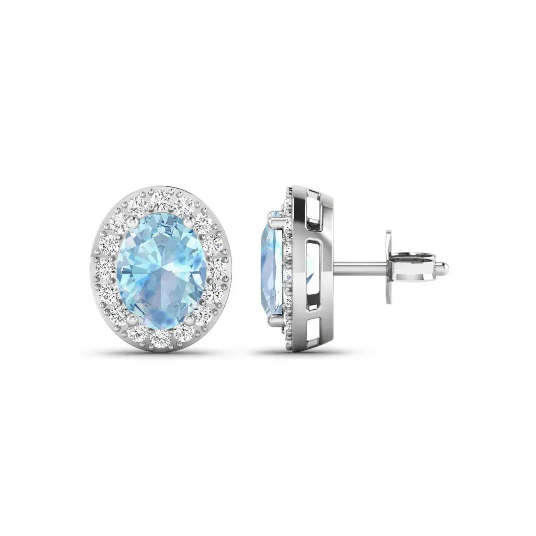 Genuine Aquamarine and Diamond Studs Earrings sold by Zulily product image thumbnail 3