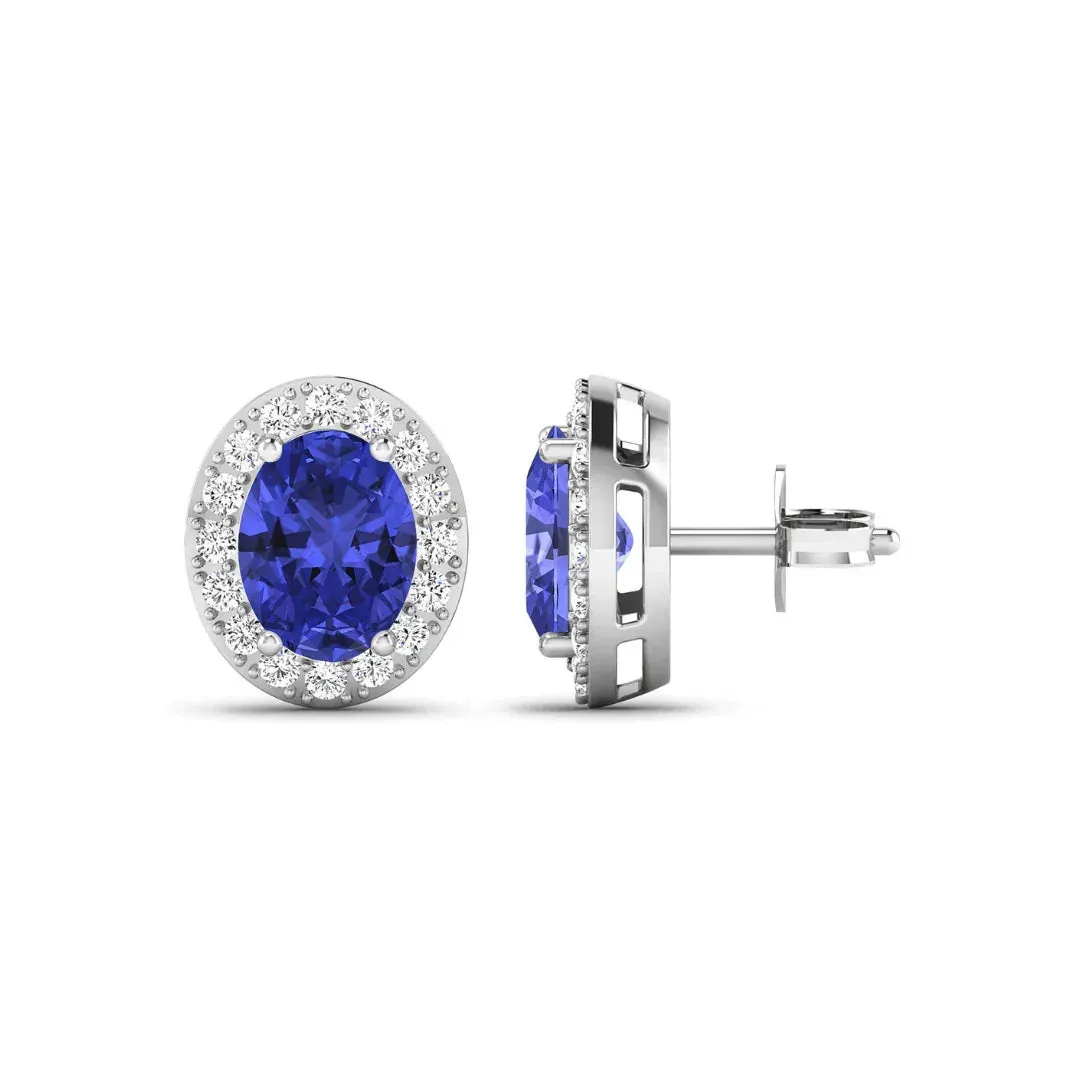 Genuine Tanzanite and Diamond Studs Earrings sold by Zulily product image thumbnail 3
