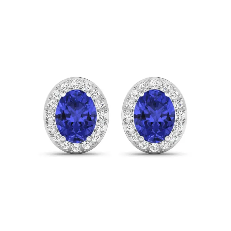 Genuine Tanzanite and Diamond Studs Earrings made by Zulily