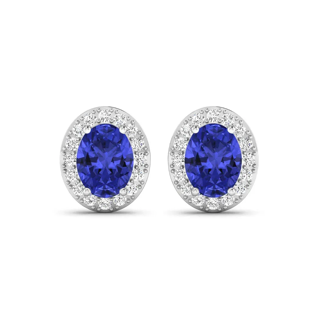 Genuine Tanzanite and Diamond Studs Earrings sold by Zulily