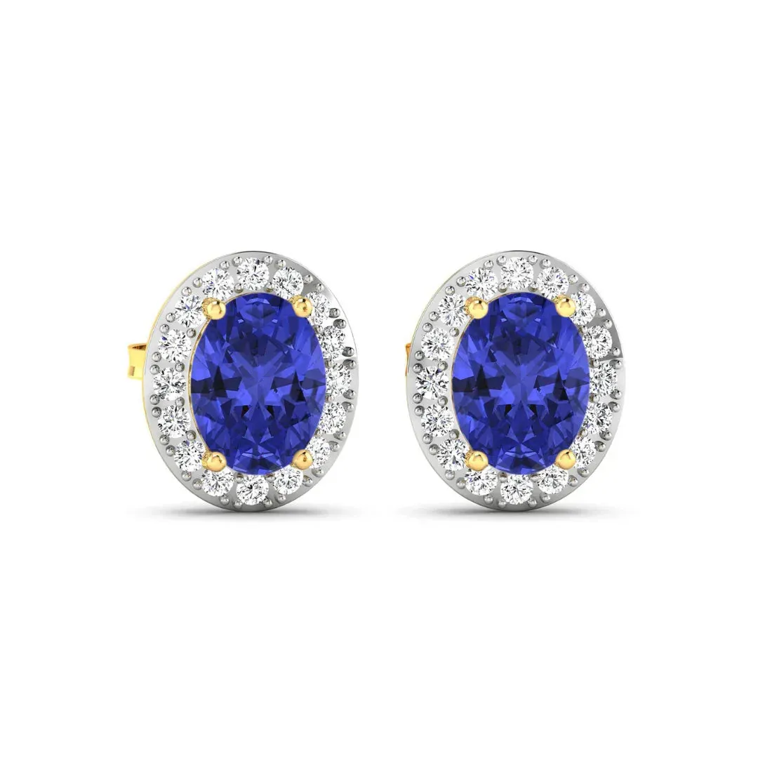 Genuine Tanzanite and Diamond Studs Earrings sold by Zulily product image thumbnail 5