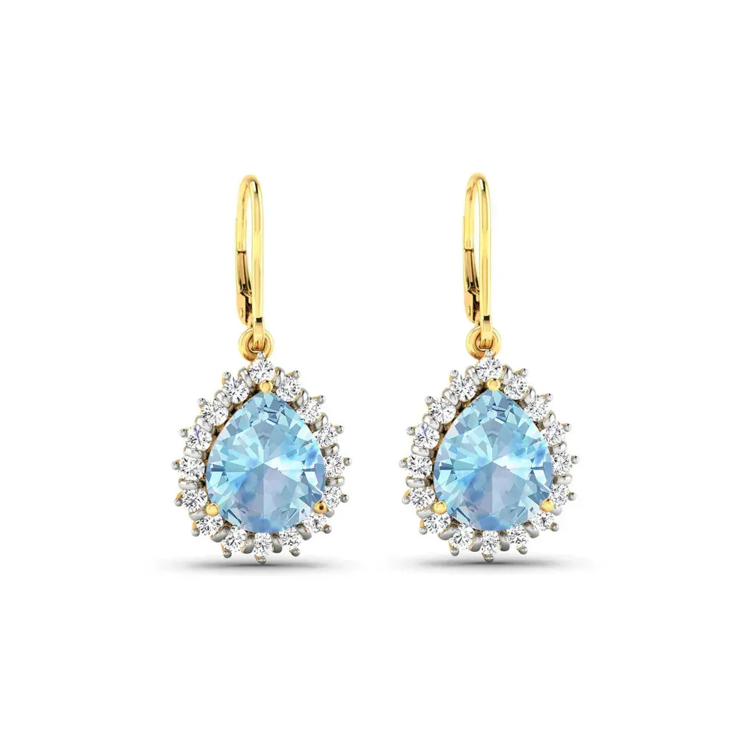 Genuine Aquamarine and Diamond Teardrop Halo Earrings sold by Zulily product image thumbnail 5