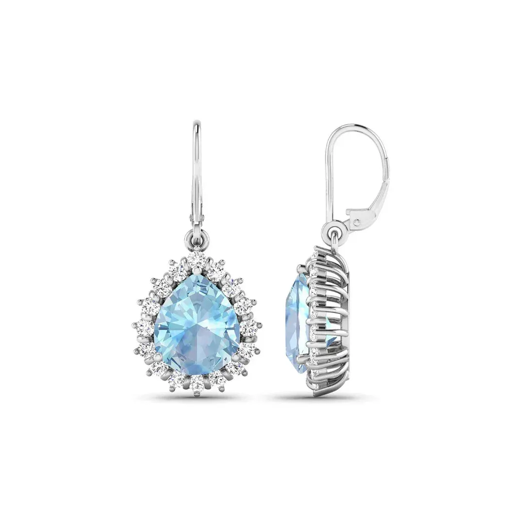 Genuine Aquamarine and Diamond Teardrop Halo Earrings sold by Zulily product image thumbnail 3