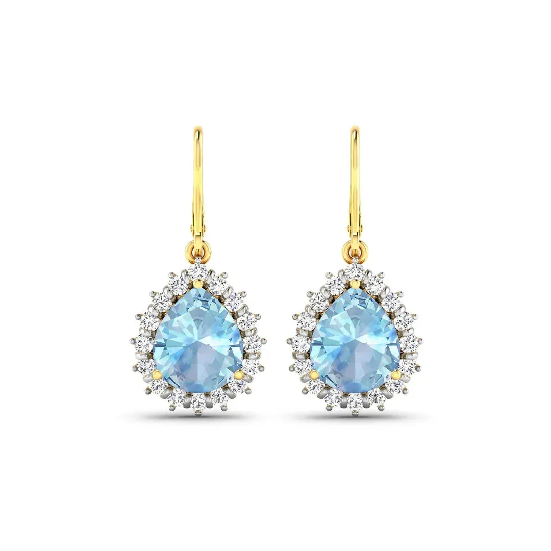 Genuine Aquamarine and Diamond Teardrop Halo Earrings sold by Zulily product image thumbnail 4