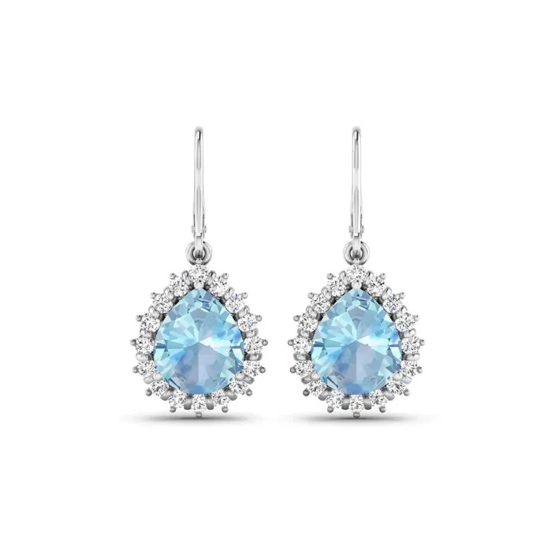 Genuine Aquamarine and Diamond Teardrop Halo Earrings made by Zulily