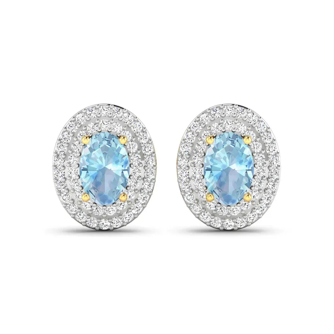 Genuine Aquamarine and Diamond Halo Stud Earrings sold by Zulily product image thumbnail 4