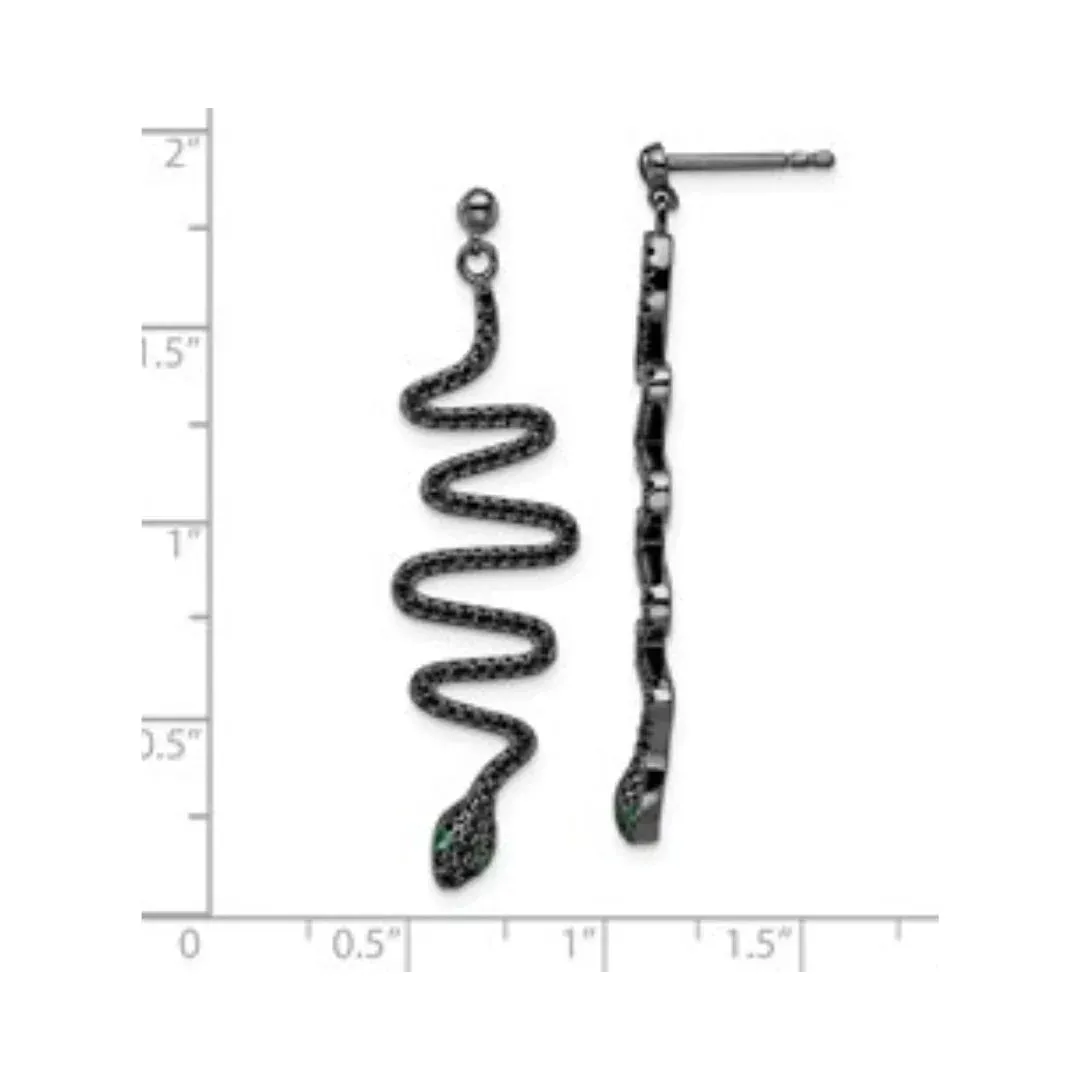 Black Spinel Snake Dangle Earrings sold by Zulily product image thumbnail 3