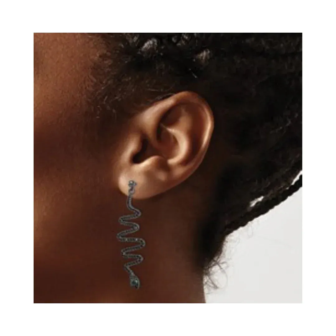 Black Spinel Snake Dangle Earrings sold by Zulily product image thumbnail 4